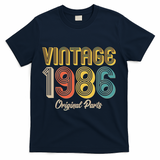 Vintage 1986 Original Parts Retro 40th Birthday  T-Shirt - Navy