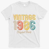 Vintage 1986 Original Parts Retro 40th Birthday  T-Shirt - White