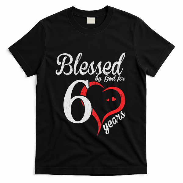 Vintage 60th Birthday Blessed By God, Happy Birthday Gift T-Shirt - Black