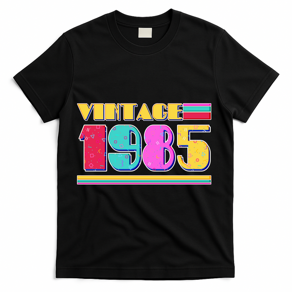 Vintage 80s Colors 1985 40th Birthday T-Shirt - Black