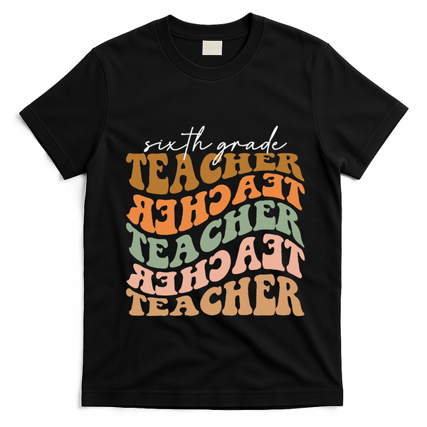 Vintage Autumn Foliage Appreciation for 6th Grade Educators T-Shirt - Black