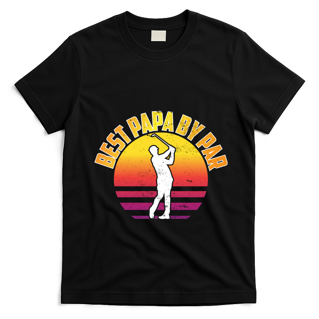 Vintage Best Dad By Par Funny Golf Lovers Gift FatherS Day Gift T-Shirt - Black