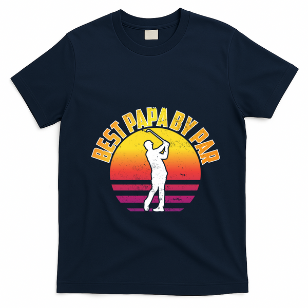 Vintage Best Dad By Par Funny Golf Lovers Gift FatherS Day Gift T-Shirt - Navy Blue