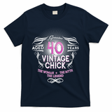 Genuine Aged 40 Years Vintage Chick 40th Birthday T-Shirt - Navy