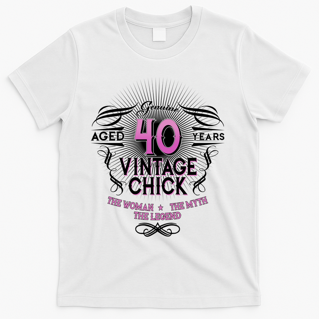 Genuine Aged 40 Years Vintage Chick 40th Birthday T-Shirt - White