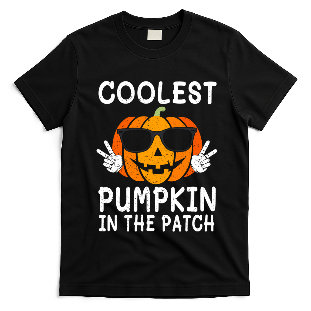 Vintage Coolest Pumpkin In The Patch Halloween Autumn Funny Gift T-Shirt - Black
