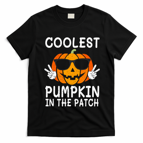 Vintage Coolest Pumpkin In The Patch Halloween Autumn Funny Gift T-Shirt - Black