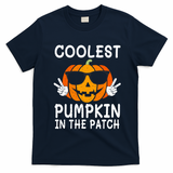 Vintage Coolest Pumpkin In The Patch Halloween Autumn Funny Gift T-Shirt - Navy Blue