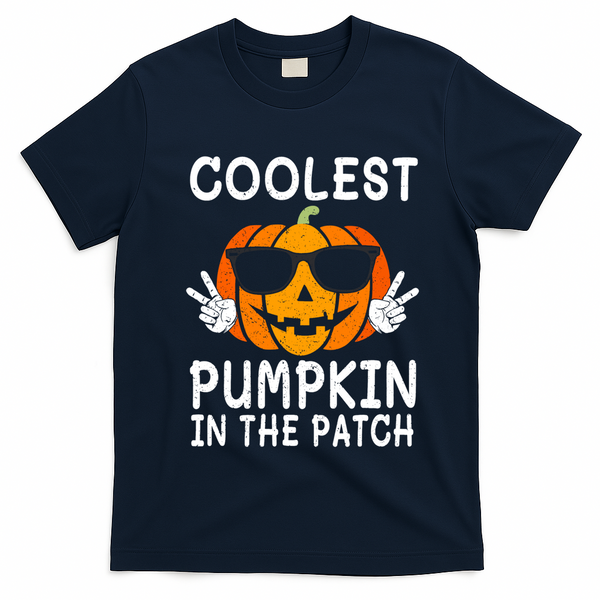 Vintage Coolest Pumpkin In The Patch Halloween Autumn Funny Gift T-Shirt - Navy Blue