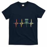 Vintage Disc Golf Retro Heartbeat Gift Disc Golf T-Shirt - Navy Blue