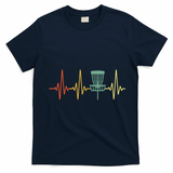 Vintage Disc Golf Retro Heartbeat Gift Disc Golf Gift T-Shirt - Navy Blue