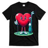 ValentineS Day Heart Shaped Golf Lovers Player Golfers T-Shirt - Black