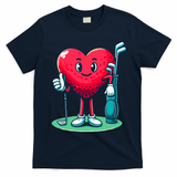 ValentineS Day Heart Shaped Golf Lovers Player Golfers T-Shirt - Navy Blue
