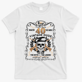 Vintage Dude Aged 40 Years Man Myth Legend 40th Birthday  T-Shirt - White