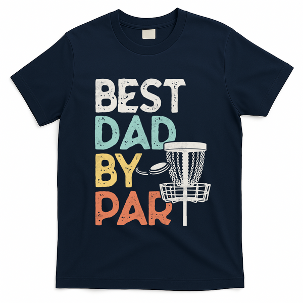 Vintage Funny Best Dad By Par Disk Golf Dad Funny Gift T-Shirt - Navy Blue