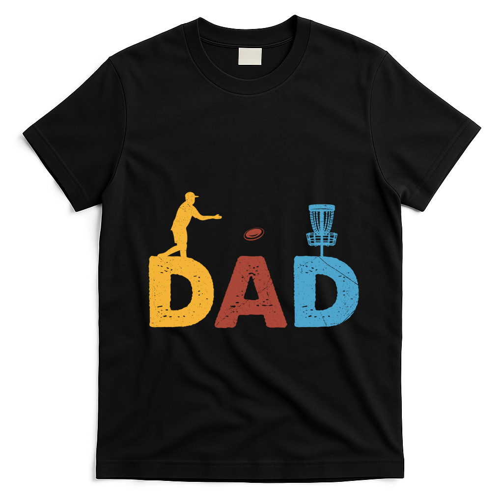 Vintage FatherS Day Best Dad By Par Cute Disc Golf Gift T-Shirt - Black
