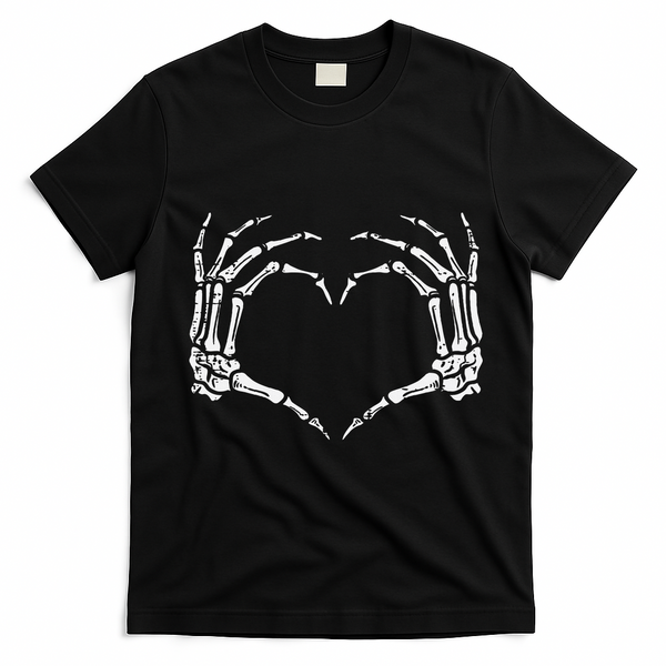Vintage Halloween Skeleton Heart Sign Costume T-Shirt - Black