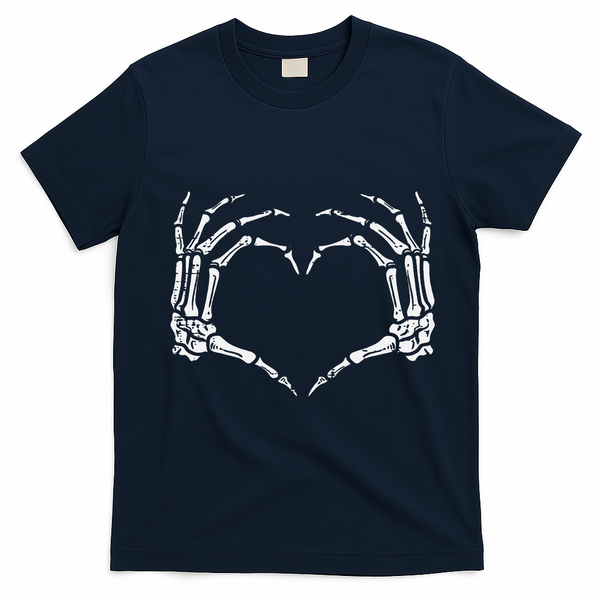 Vintage Halloween Skeleton Heart Sign Costume T-Shirt - Navy Blue