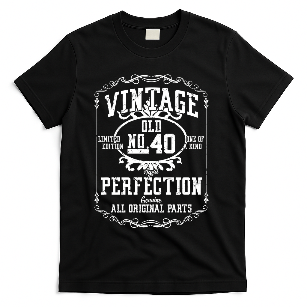 40th Birthday Genuine All Original Parts T-Shirt - Black
