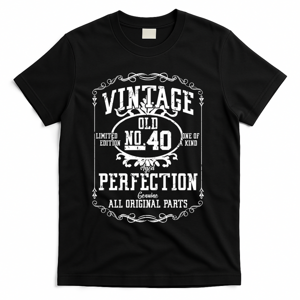 40th Birthday Genuine All Original Parts T-Shirt - Black