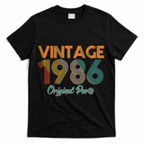 Vintage Original Parts Birthday 1986 40th Birthday T-Shirt - Black