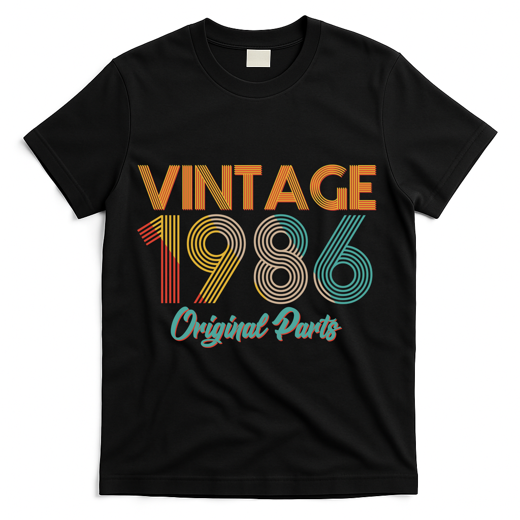 Vintage Original Parts Birthday 1986 40th Birthday T-Shirt - Black