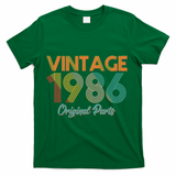 Vintage Original Parts Birthday 1986 40th Birthday T-Shirt - Green