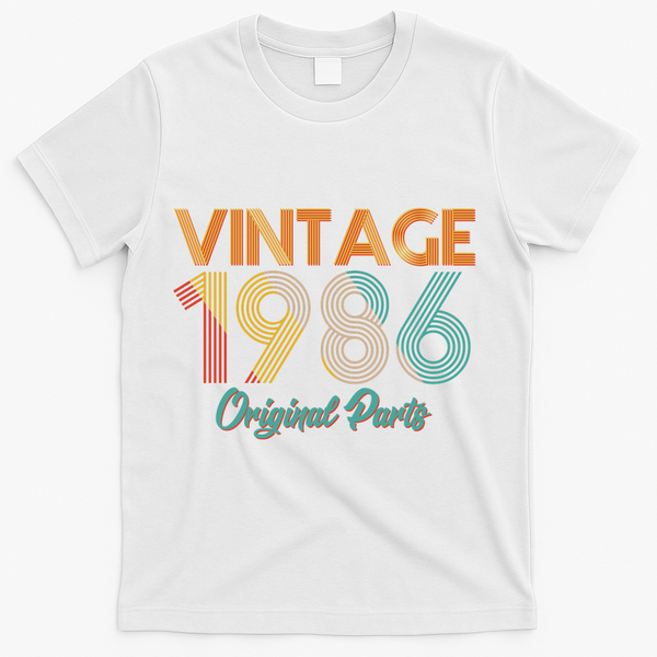 Vintage Original Parts Birthday 1986 40th Birthday T-Shirt - White