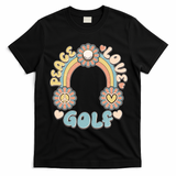 Vintage Retro 60s Peace Love Golf T-Shirt - Black