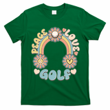 Vintage Retro 60s Peace Love Golf T-Shirt - Irish Green