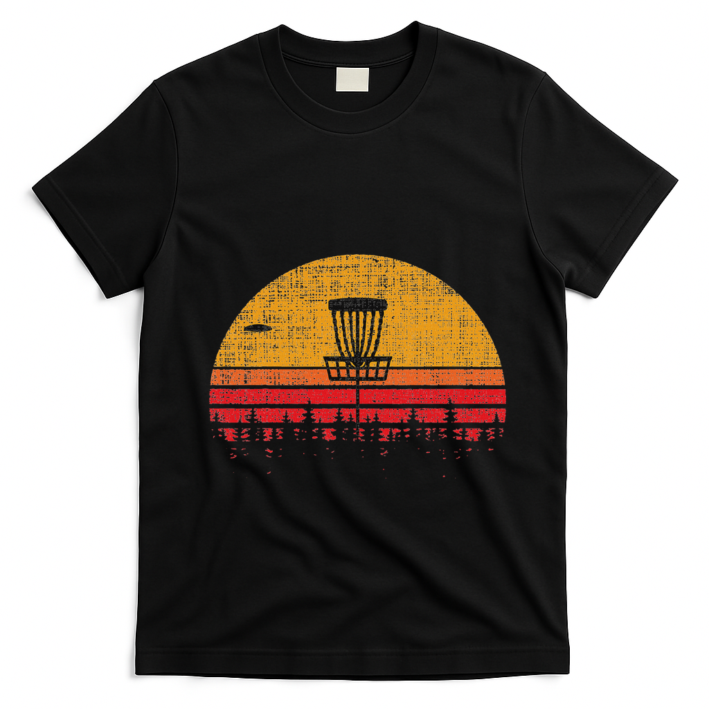 Vintage Retro Frolf Frisbee Disc Golf T-Shirt - Black
