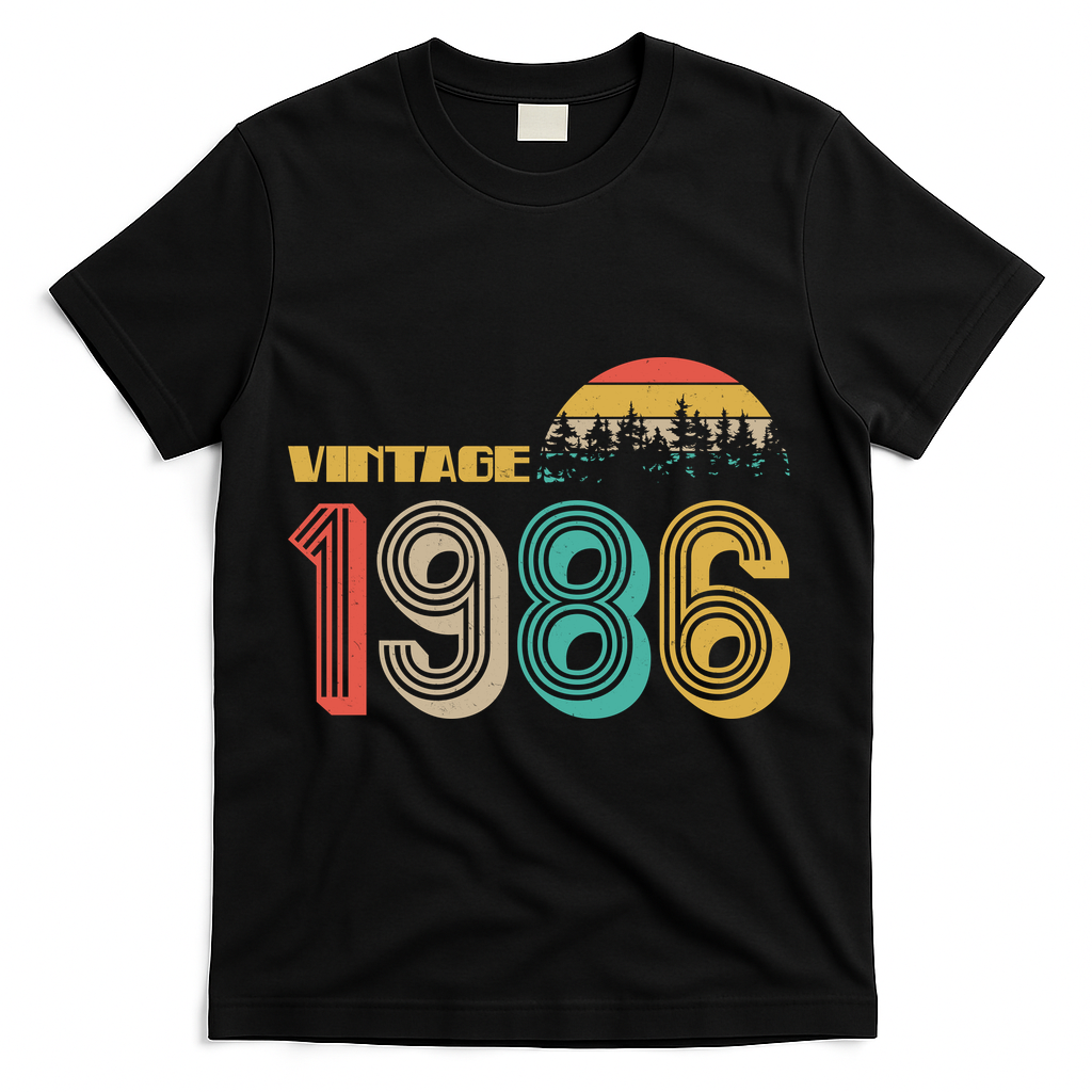 Vintage Sun Nature Wilderness 1986 40th Birthday T-Shirt - Black