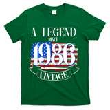 Vintage USA Flag A Legend Since 1986 40th Birthday T-Shirt - Green