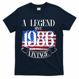 Vintage USA Flag A Legend Since 1986 40th Birthday T-Shirt - Navy