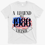 Vintage USA Flag A Legend Since 1986 40th Birthday T-Shirt - White