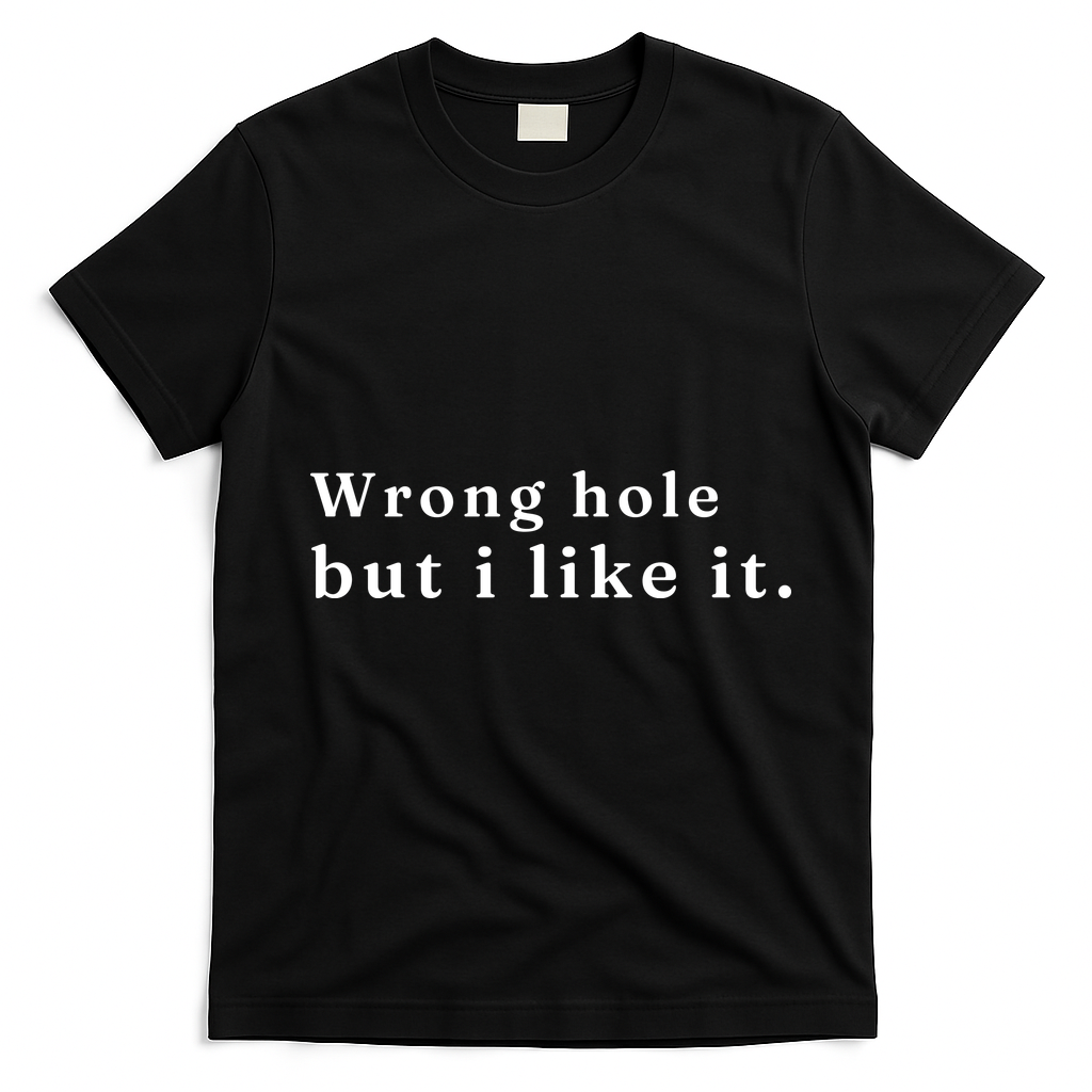 Wrong Hole But I Like It Funny T-Shirt - Black