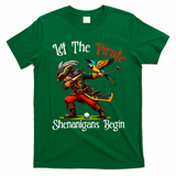 Wo Let The Pirate Shenanigans Begin Golf Pirate Halloween. T-Shirt - Irish Green