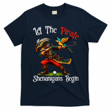 Wo Let The Pirate Shenanigans Begin Golf Pirate Halloween. T-Shirt - Navy Blue