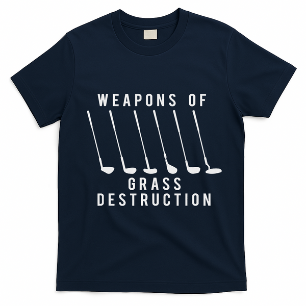 Weapons Of Grass Destruction Golf Lover Golfer Golfing T-Shirt - Navy Blue