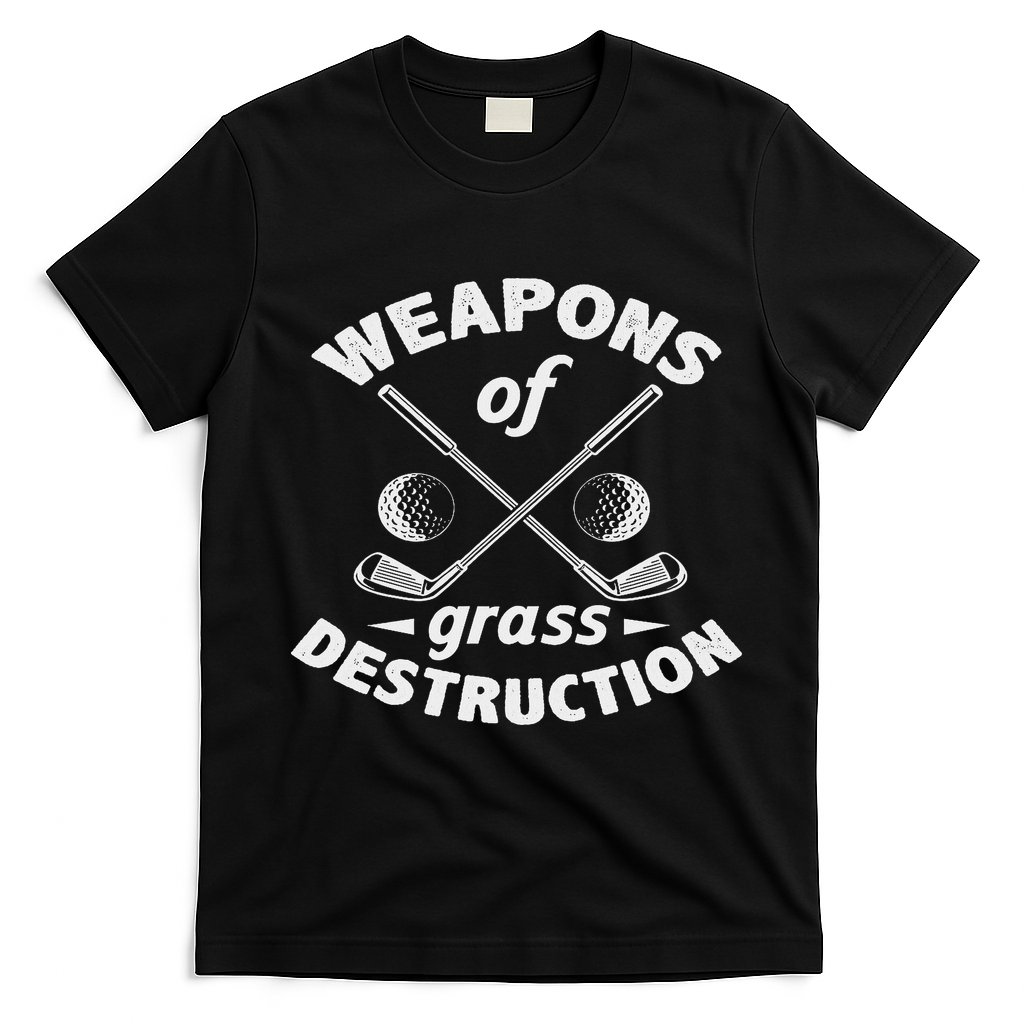 Weapons Of Grass Destruction Golf Golfer Golfing T-Shirt - Black