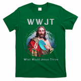 What Would Jesus Throw Funny Disc Golf & Women T-Shirt - Irish Green