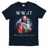What Would Jesus Throw Funny Disc Golf & Women T-Shirt - Navy Blue