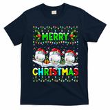 Xmas Golf Lighting Santa Hat Merry Christmas Golf Gift T-Shirt - Navy Blue