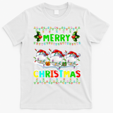 Xmas Golf Lighting Santa Hat Merry Christmas Golf Gift T-Shirt - White