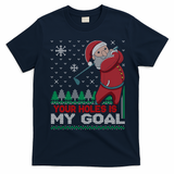 Your Hole Is My Goal Santa Claus Golf T-Shirt - Navy Blue